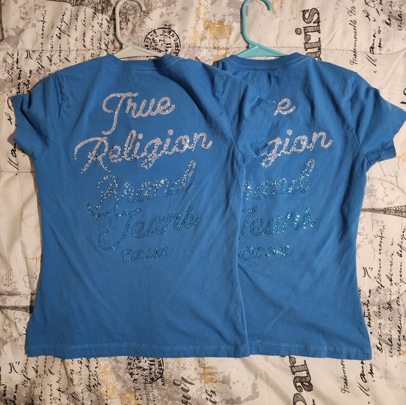 True Religion Women's Blue V-Neck Top - Picture 7 of 8